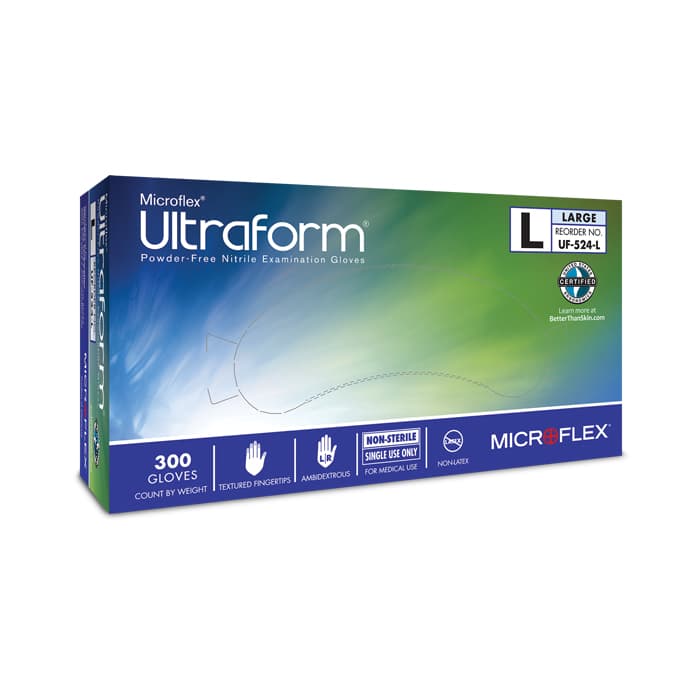 Microflex Ultraform Nitrile Exam Gloves, Powder Free, Non-Sterile, Medium/Large, Cobalt Blue, Textured Fingertips, 300/Box, UF-524-M/L thumbnail 11
