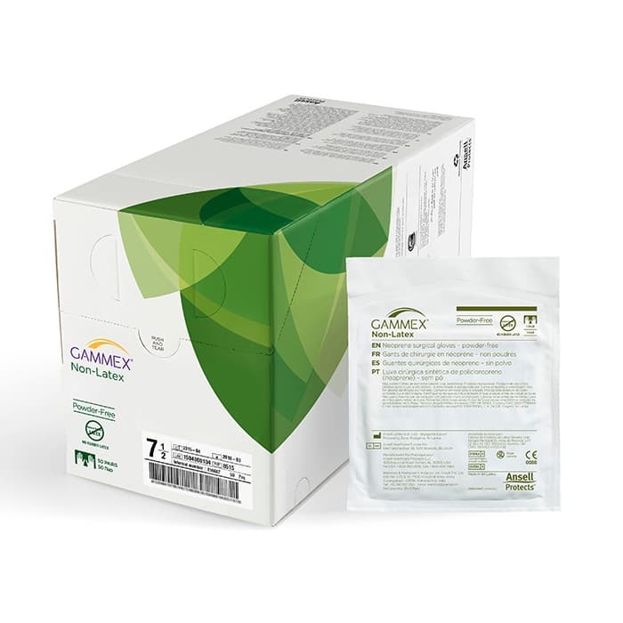 GAMMEX Non-Latex Neoprene Surgical Gloves, Powder-Free, Sterile, Size 6.5, Dark Green, 50 Pairs/Box, 8513 thumbnail 16