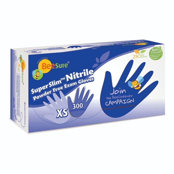 BeeSure SuperSlim Nitrile Examination Gloves, Powder-Free, Non-Sterile, Extra Small, Cobalt Blue, 300/Box, BE1145 thumbnail 19