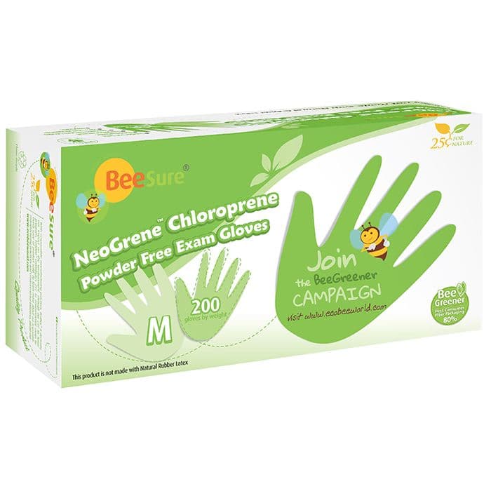 BeeSure NeoGrene Chloroprene Exam Gloves, Powder-Free, Non-Sterile, Medium, Green, 200/Box, BE1187 thumbnail 19