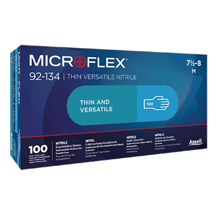 Ansell Microflex 92-134 Nitrile Exam Gloves, Powder Free, Non-Sterile, X-Small (5.5-6), Blue, Textured Fingertips, 100/Box, 92134060 thumbnail 13