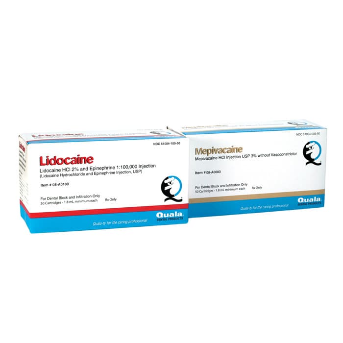 Quala Mepivacaine HCl 3% Injection USP without Vasoconstrictor, 1.7 mL Dental Cartridges, 50/Box thumbnail 4