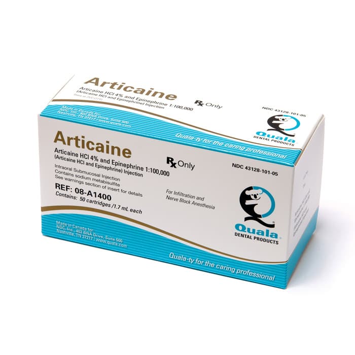 Quala Articaine HCl 4% with Epinephrine 1:100,000 Injection Cartridges, 1.7 mL, 50/Pk, 08-A1400 thumbnail 3