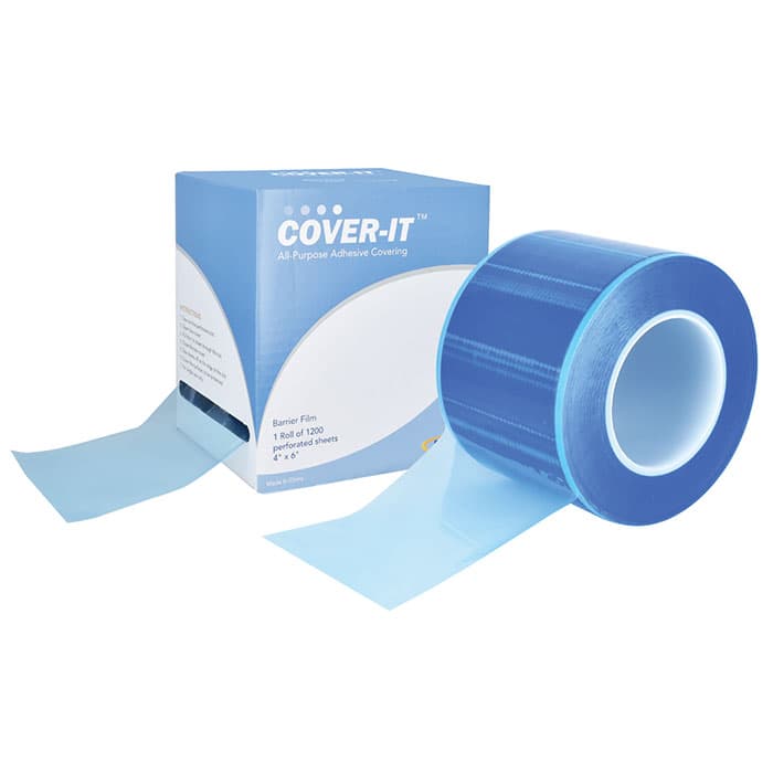 Pac-Dent Cover-It Barrier Film, 4" x 6" Perforated Sheets, Blue, Adhesive Back, Roll of 1200, C101B thumbnail 6