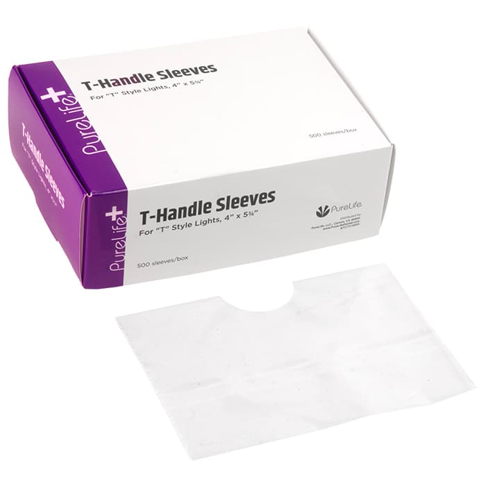 PureLife+ T-Handle Sleeves, Clear Plastic, 4" x 5 3/4", 500/Box - PureLife+ T-Handle Sleeves - 4" x 5 3/4" - Image 1