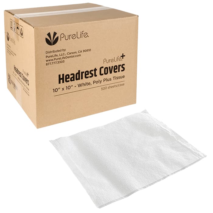 PureLife+ Paper Headrest Covers, 10" x 10", White, 500/Box - PureLife+ Paper Headrest Covers - 10" x 10" - White - Image 1