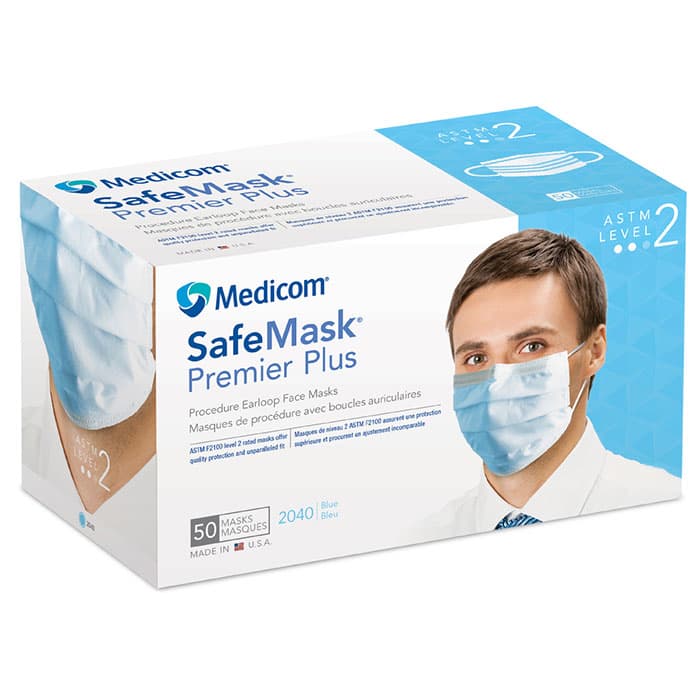 SafeMask Premier Plus Procedure Face Mask, ASTM Level 2, Blue, Ear Loop, 50/Box, 2040 thumbnail 20