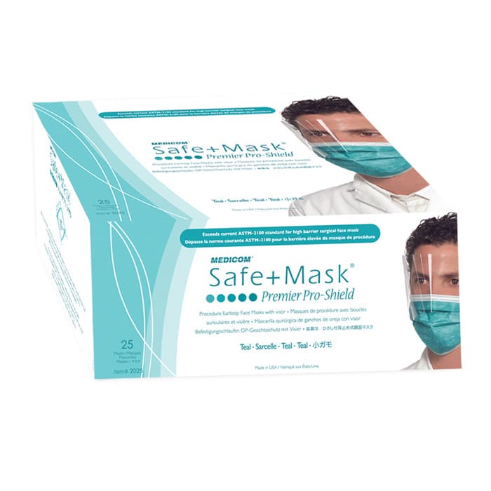 SafeMask Premier Elite ProShield Procedure Face Mask with Visor, ASTM Level 3, Teal, 25/Box, 2025 thumbnail 10