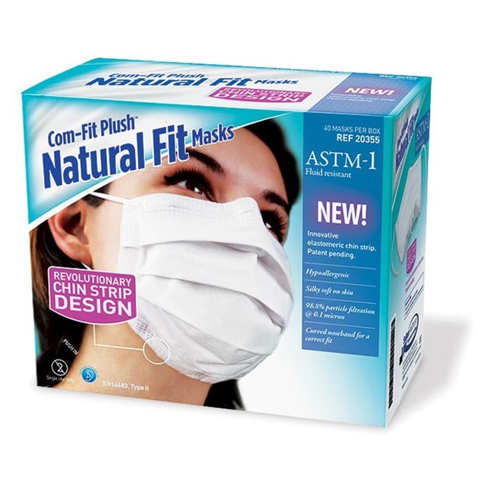 Sultan Com-Fit Plush Natural Fit Masks, ASTM Level 1, White, 40/Box, 20355 thumbnail 5