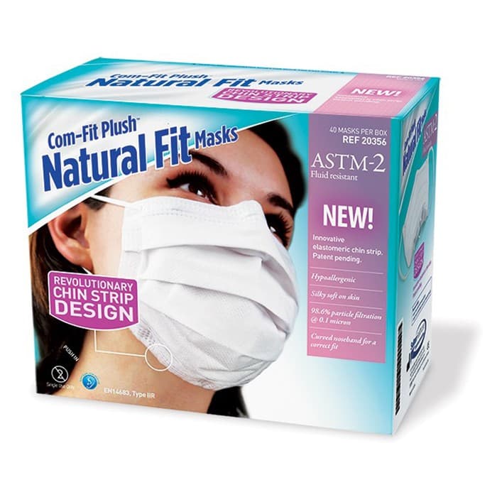 Sultan Com-Fit Plush Natural Fit Masks, ASTM Level 2, White, 40/Box, 20356 thumbnail 6