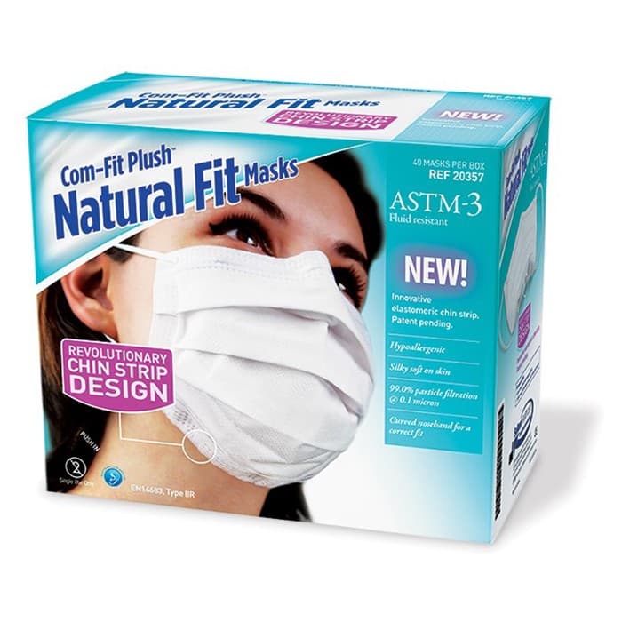 Sultan Com-Fit Plush Natural Fit Masks, ASTM Level 3, White, 40/Box, 20357 thumbnail 6