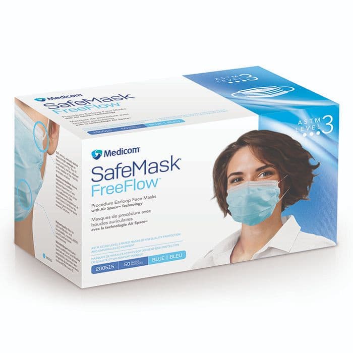 Medicom SafeMask FreeFlow Procedure Face Mask, ASTM Level 3, White, Ear Loop, 50/Box, 200514 thumbnail 16