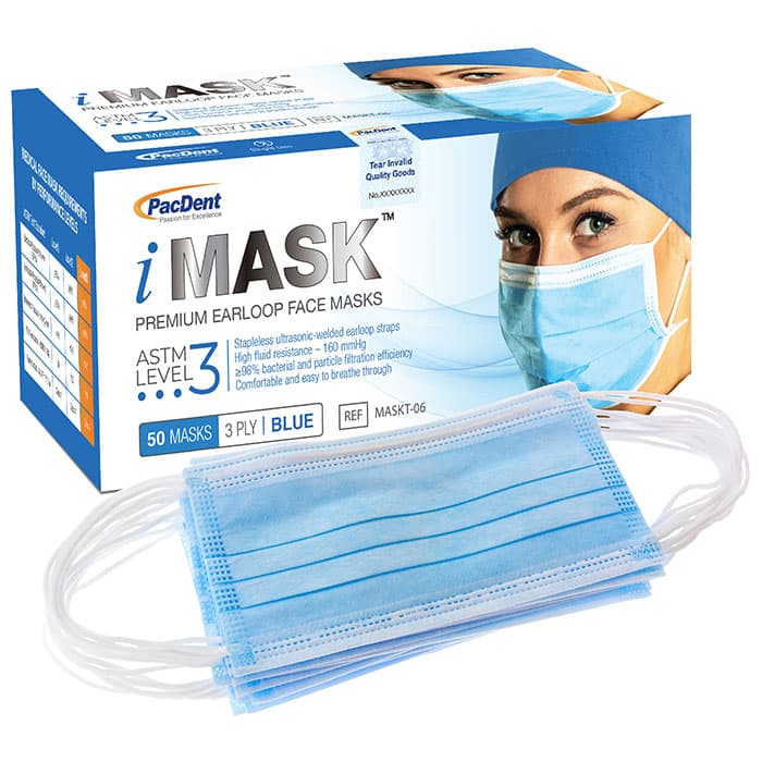 iMask Premium Earloop Face Mask, ASTM Level 3, Latex Free, Blue, 50/Box thumbnail 9