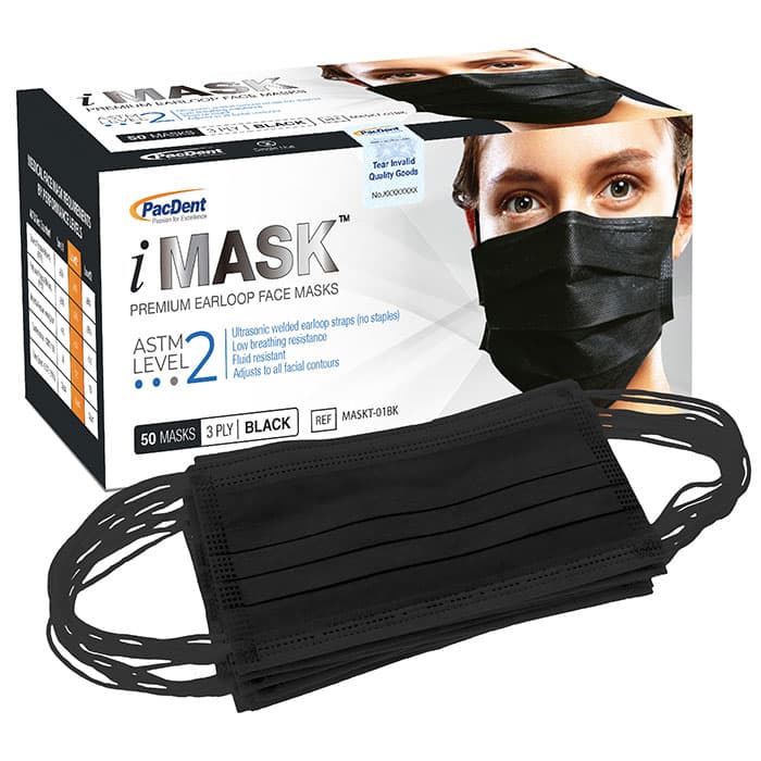 iMask™ Surgical Face Mask ASTM Level 2, Black, Ear Loop, 50/Box thumbnail 4