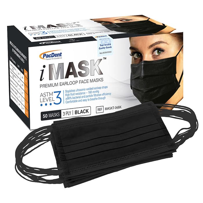 iMask™ Premium Earloop Face Mask, ASTM Level 3, Black, 50/Box thumbnail 16