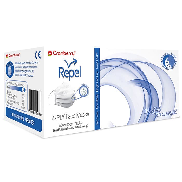 Cranberry Repel 4-Ply Anti-Fog Earloop Face Mask, ASTM Level 3, Sapphire, 50/Box, R2970SA thumbnail 24