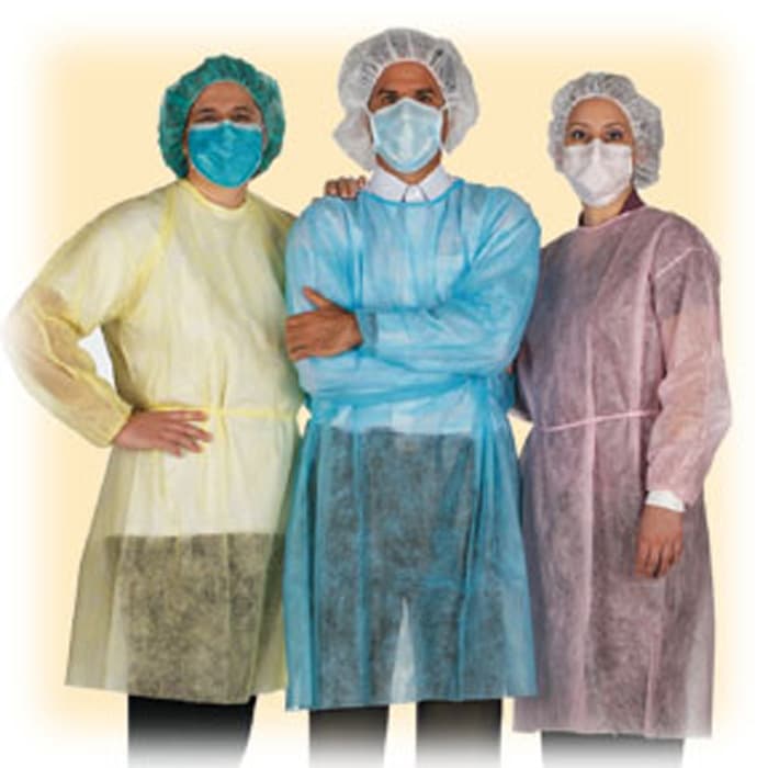 Medicom SafeBasics Isolation Gown, Regular, Blue, Non-Sterile, Elastic Cuff, 50/Case thumbnail 2