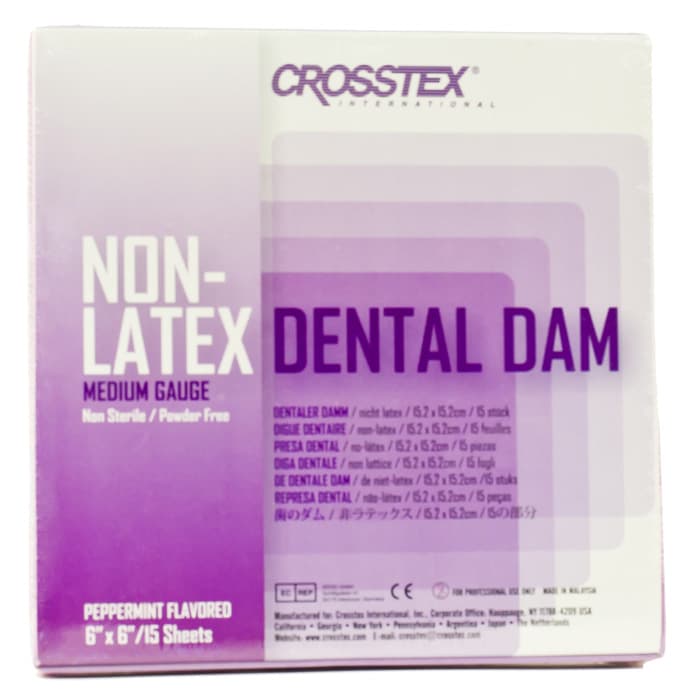 Crosstex Non-Latex Dental Dam, 6" x 6", Medium, Purple (Lavender), Peppermint Flavored, 15/Box, 19500 thumbnail 13