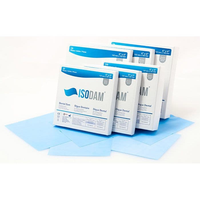 Isodam Non-Latex Polyisoprene Dental Dam, 5" x 5", Medium, Blue, 20/Box, ISO01800520 thumbnail 13