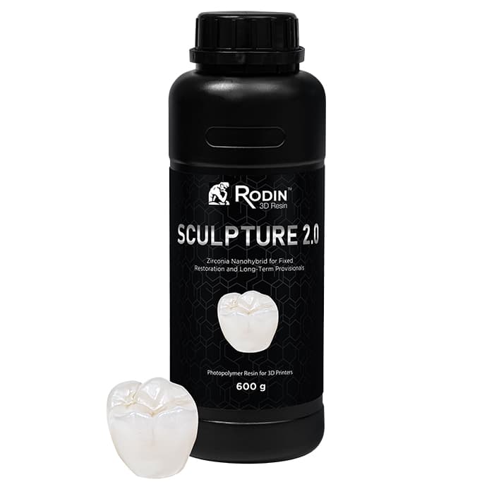 Pac-Dent Rodin Sculpture 2.0 Ceramic Nanohybrid 3D Printing Resin, Shade 0M1, 300g Bottle, #23906 thumbnail 9