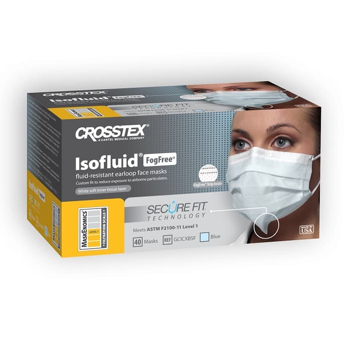 Isofluid FogFree™ SecureFit Surgical Face Mask, ASTM Level 1, Blue, Ear Loop, 40/Box, GCICXBSF thumbnail 27