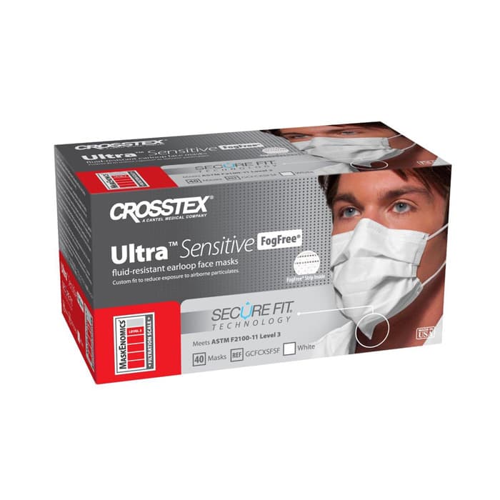 Crosstex Ultra Sensitive FogFree Earloop Mask with Secure Fit Technology, ASTM Level 3, White, 40/Box, GCFCXSFSF thumbnail 27