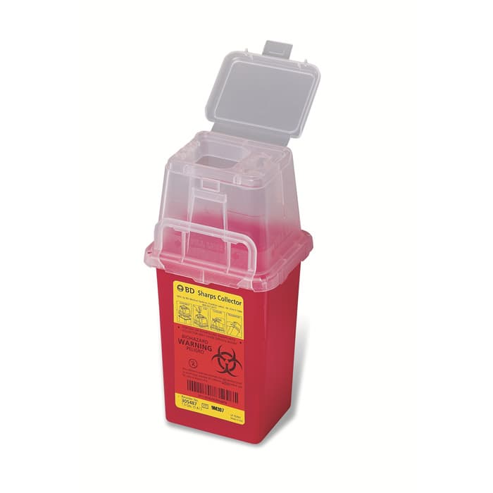 BD Phlebotomy Sharps Collector, 1.5 Quart, Red, Removal Port Top, 305487 thumbnail 3
