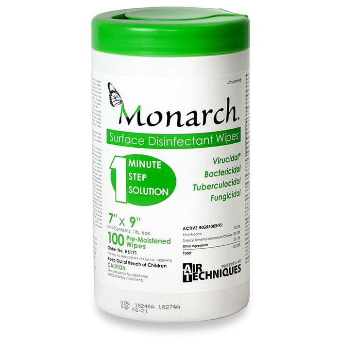 Monarch Surface Disinfectant Wipes, X-Large, 7" x 9", 100/Canister, H6171 thumbnail 14
