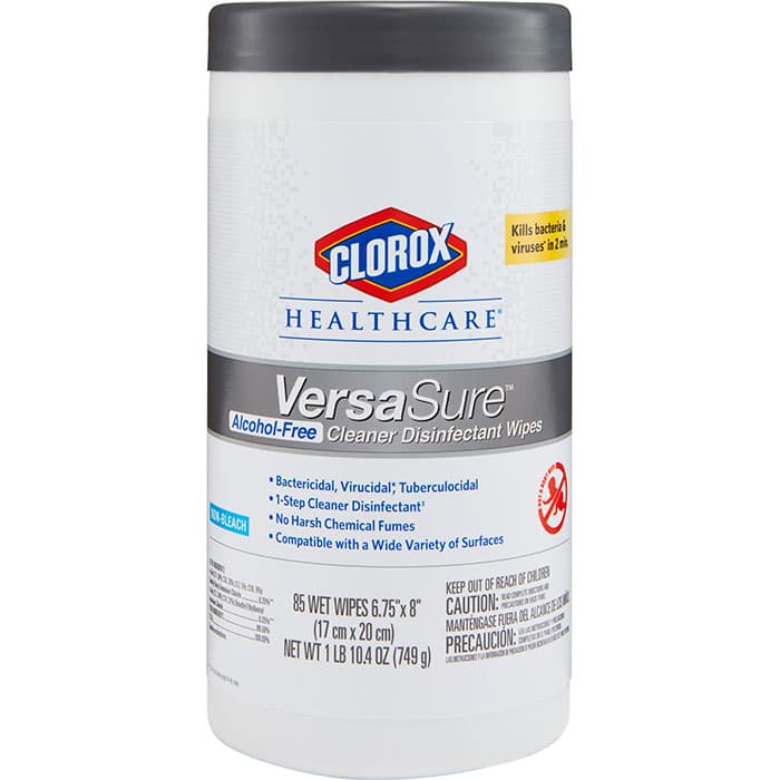 Clorox Healthcare VersaSure Alcohol-Free Cleaner Disinfectant Wipes, 6.75" x 8", 85/Canister, 31757 thumbnail 4