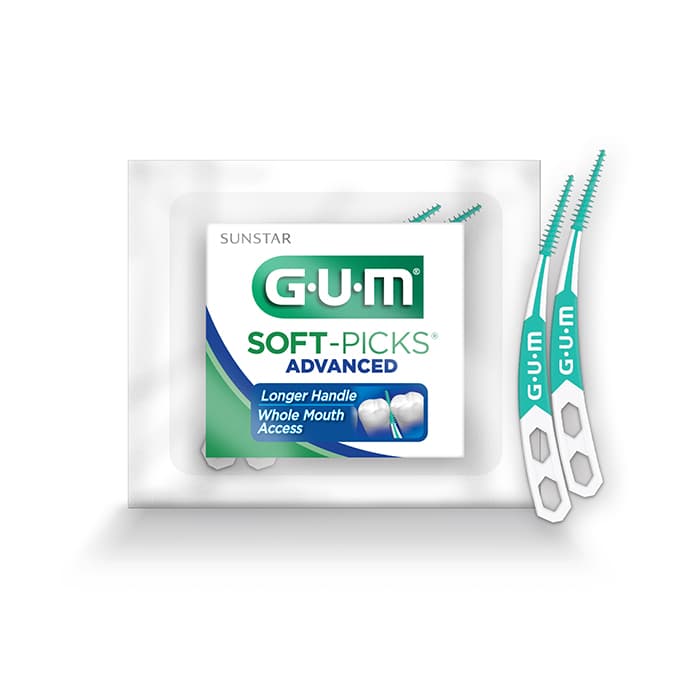 GUM Soft-Picks Advanced Interdental Cleaners, Longer Curved Handle, 2 Picks/Pack, 110 Packs/Box (220 Picks), 650PA thumbnail 5