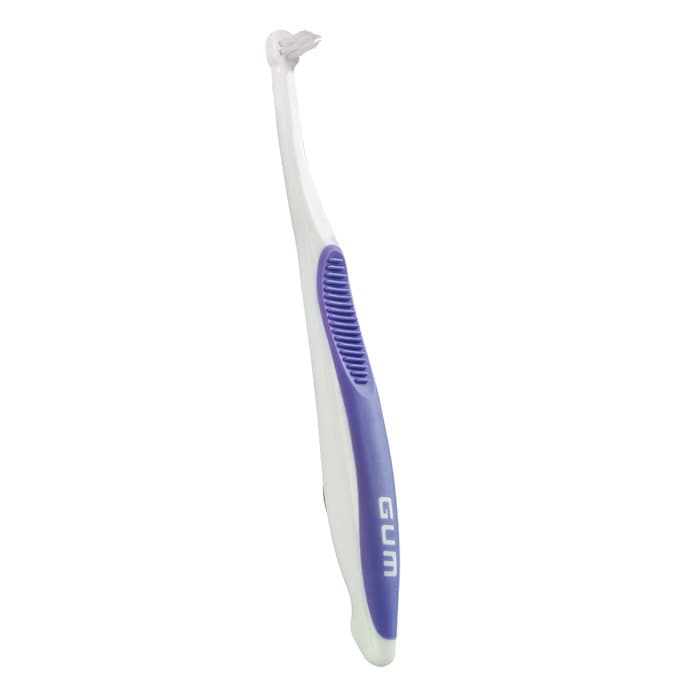 GUM End Tuft Toothbrush, Tapered Trim, Soft, 7 Tufts, 3 Rows, Small Head, Assorted Colors, 12/Box, 308PD thumbnail 22