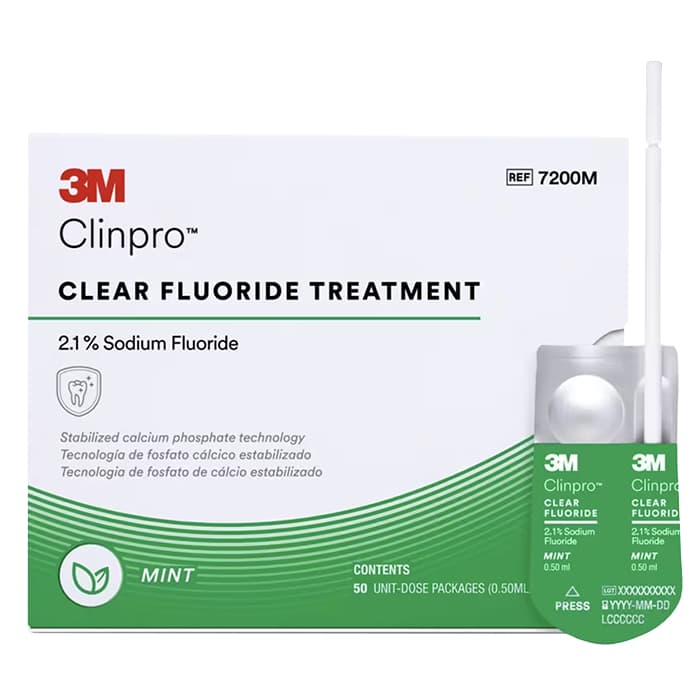 3M Clinpro Clear Fluoride Treatment Varnish, 2.1% Sodium Fluoride, 0.5 mL Unit Dose, Mint Flavor, 100/Pk, #7210M thumbnail 14