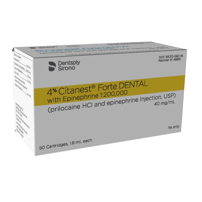 Citanest Forte 4% Prilocaine with Epinephrine 1:200,000 Dental Anesthetic Cartridges, 1.8 mL, 50/Box, 48816 thumbnail 15