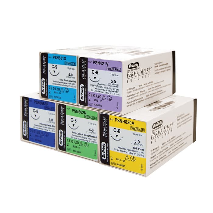 Hu-Friedy Perma Sharp Non-Absorbable Silk Black Braided Suture, 4-0, C-17 3/8 Circle Reverse Cutting Needle, 18", 12/Box, PSN736S thumbnail 11