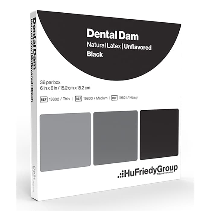 Hu-Friedy Latex Dental Dam, Thin, Black, 6" x 6", 36/Box, 19802 thumbnail 4