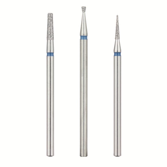 Meisinger 852-014-HP Medium Grit Diamond Bur, Round End Taper (Cone), 1.4 mm Diameter, 10 mm Working Length, HP Shank, Blue Ring, 5/Pack thumbnail 8