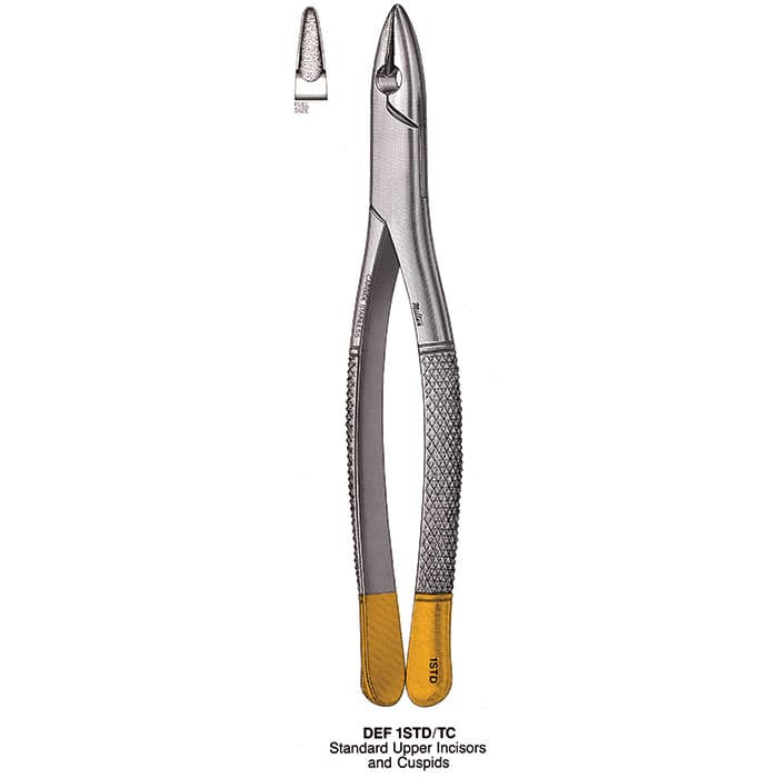 Miltex #849TC Extracting Forceps, Tungsten Carbide Beaks, Upper Root Tips and Molars, Delicate, Serrated, 7-1/2" thumbnail 4