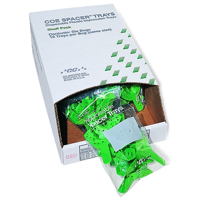 GC America COE Disposable Perforated Spacer Trays, #22D Small Lower, Green, Full Arch, 12/Pk, 252212 thumbnail 13