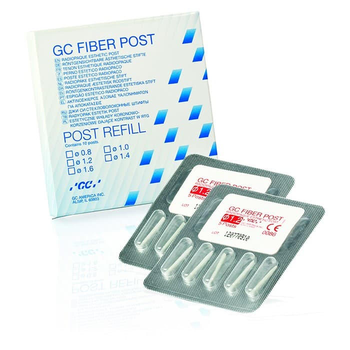 GC Fiber Post Assortment Kit, Radiopaque Esthetic Glass Fiber Posts with Drills, 15 Posts (5 each of 1.2mm, 1.4mm, 1.6mm) and 3 Drills, 400001 thumbnail 15