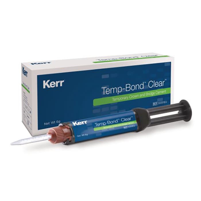 Kerr Temp-Bond Clear with Triclosan Temporary Cement, Automix Syringe, 6 g, Clear, 1 Syringe + 10 Mixing Tips, #33351 thumbnail 25