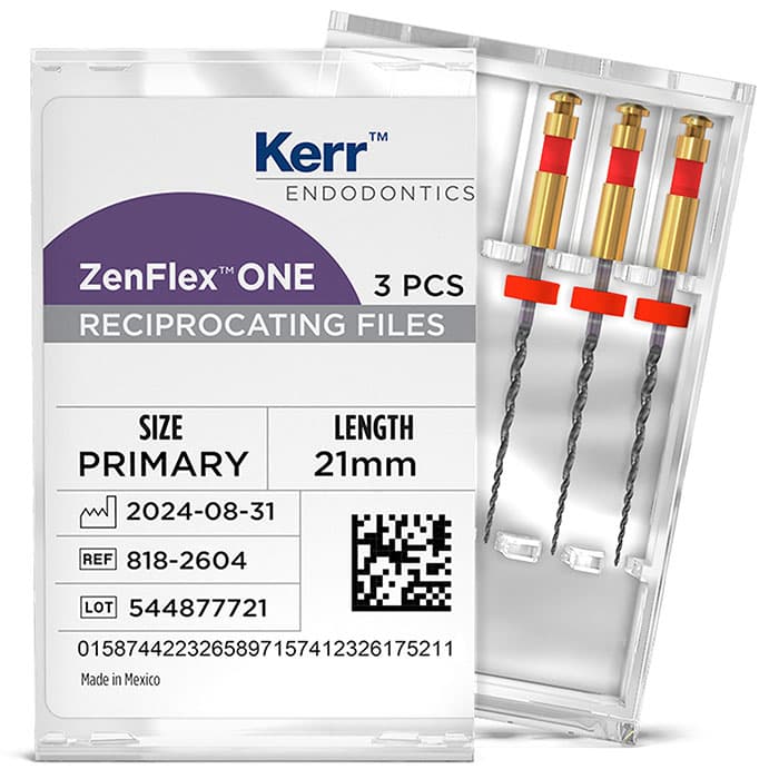 Kerr ZenFlex ONE Reciprocating NiTi File, Primary, Red, .25/.06, 21mm, 3/Pk, 818-2604 thumbnail 15