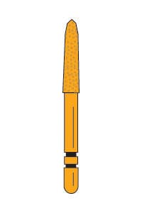 Two Striper Gold-Plated Curettage (GCP) Diamond Bur FG, Cone Beveled End, #254.SA, Medium Grit, 1.8mm Major/0.4mm Minor Diameter, 7mm Cutting Length, Pack of 5, 2015615 thumbnail 11