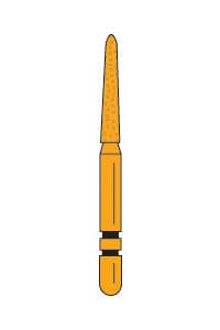 Two Striper Gold-Plated Curettage (GCP™) Diamond Bur, FG, 252.SB, Medium, Cone Beveled End, 1.4 mm Major/0.4 mm Minor Diameter, 8.0 mm Length, Blue Ring, 5/Pk, 2015605 thumbnail 14