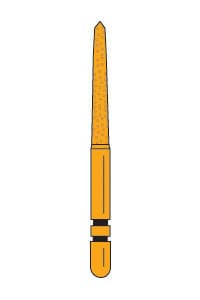 Two Striper Gold-Plated Curettage (GCP) Diamond Bur, FG, Medium, Cone Beveled End, 253.SC, 1.8 mm Major/0.4 mm Minor Diameter, 10 mm Length, Blue Ring, 5/Pk, 2015613 thumbnail 14