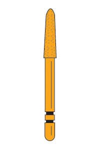 Premier Two Striper Gold-Plated Curettage (GCP) Diamond Bur, Friction Grip, Medium Grit, Cone Beveled End, 257.SB, 5/Pkg, 2015623 thumbnail 12