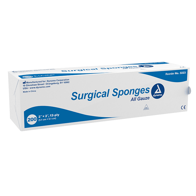 Dynarex Gauze Sponge, Sterile, 8-Ply, 2" x 2", 100% Cotton, 1500/Cs, #3322 thumbnail 2