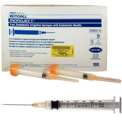 Monoject 513 Endodontic Irrigation Syringe with Needle, 23 Gauge x 1-1/4" (31.7 mm), 3 mL, Orange, Sterile, 100/Box, 8881513843 thumbnail 13