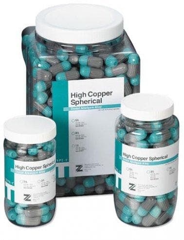 DMG America Zenith Type-T High Copper Spherical Amalgam Alloy, Fast Set, 2 Spill (600 mg) Capsules, Aqua/Gray, 50/Jar, #61040 thumbnail 10