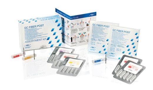 GC Fiber Post Assortment Kit, Multiple Diameters (1.2, 1.4, 1.6mm), 15 Posts + 3 Drills, #400001 - Fiber Post Assortment Kit - Image 1