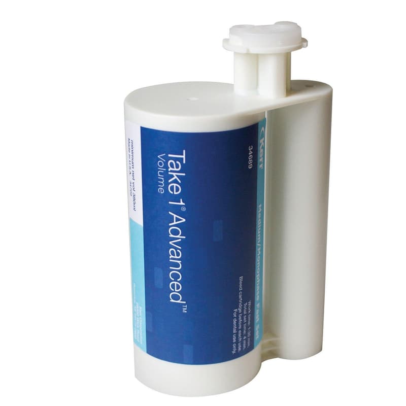 Kerr Take 1 Advanced VPS Impression Material, Volume Hard Cartridges, Medium/Monophase Body, Super Fast Set, Light Blue, 2 x 380 mL, Ref 34690 thumbnail 16